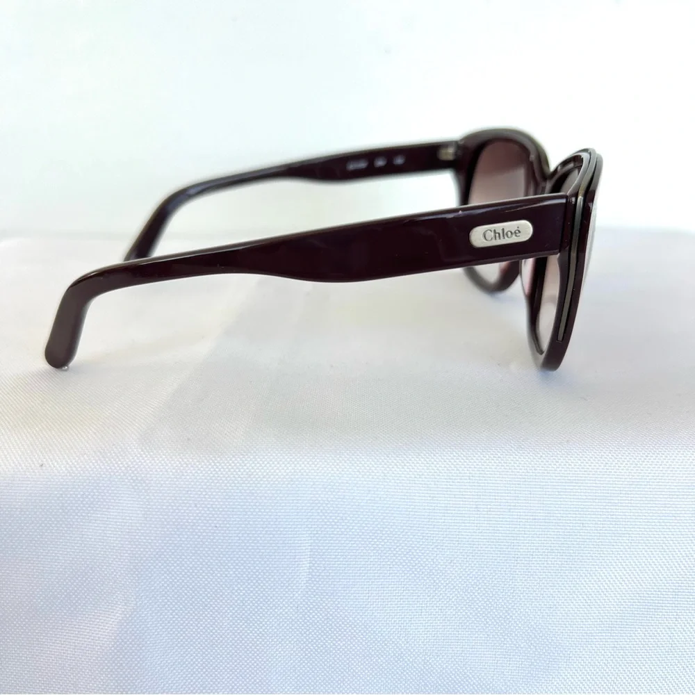 CHLOÈ CL 2138 C03 135 Brown Gradient Lens Brown Silver Frame Cat Eye Sunglasses